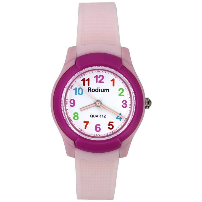 Rodium Çocuk Kol Saati Su Geçirmez Analaog Pembe-Fuşya (8817)