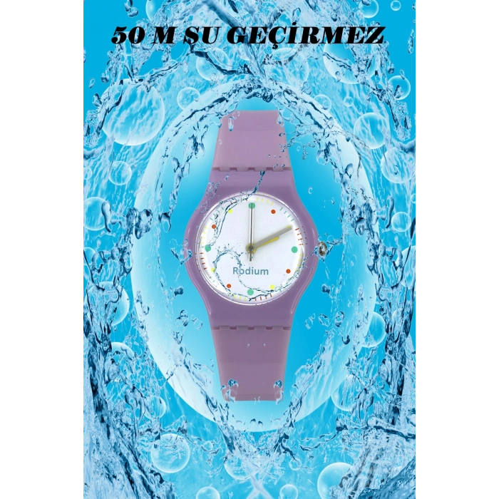 Rodium Çocuk Kol Saati Su Geçirmez Analaog Lila-1 (2219) (Lila)