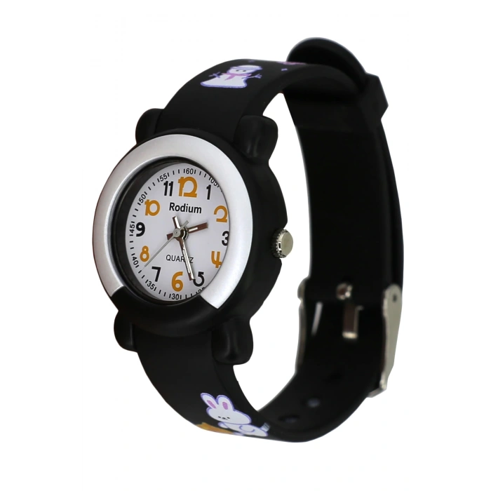 Rodium Çocuk Kol Saati Su Geçirmez Analaog Siyah-4 (2217) (Siyah)