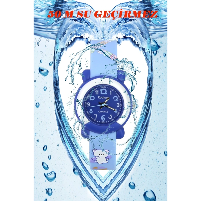 Rodium Çocuk Kol Saati Su Geçirmez Analaog Mavi (2217)