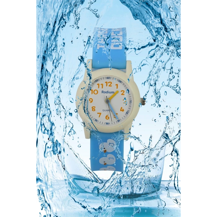 Rodium Çocuk Kol Saati Su Geçirmez Analaog Mavi-Krem (2208)