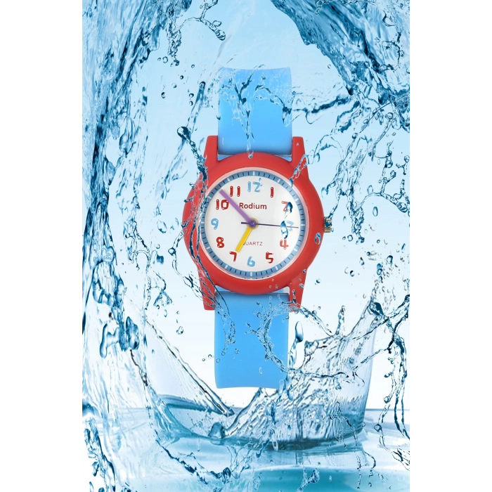 Rodium Çocuk Kol Saati Su Geçirmez Analaog Mavi-Kırmızı (2209) (Mavi Kırmzı)