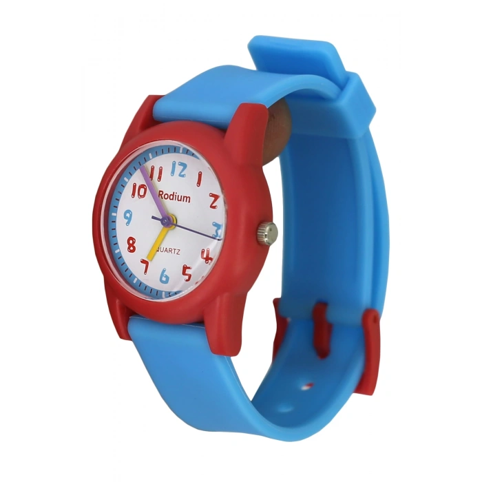 Rodium Çocuk Kol Saati Su Geçirmez Analaog Mavi-Kırmızı (2209) (Mavi Kırmzı)
