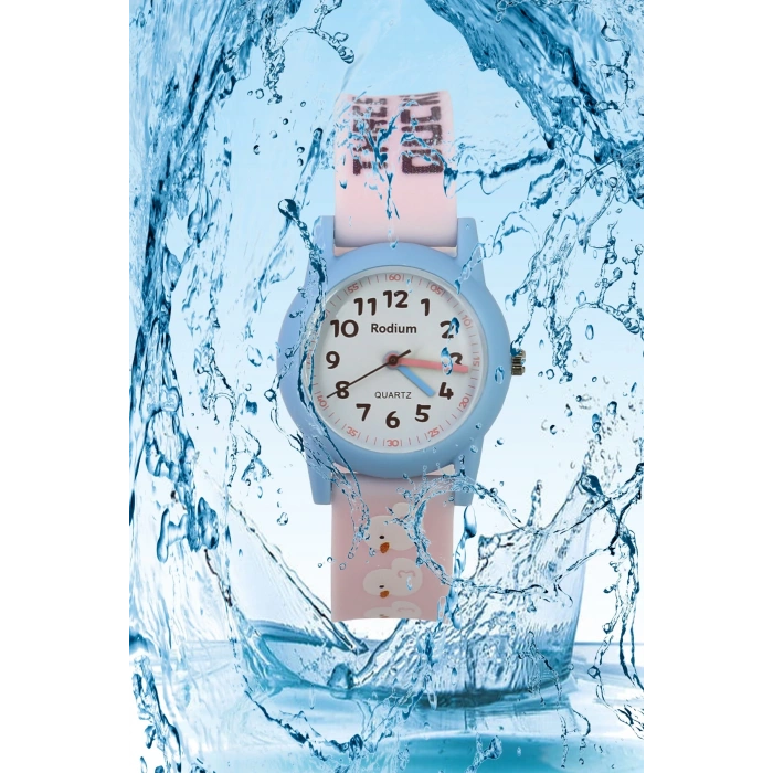 Rodium Çocuk Kol Saati Su Geçirmez Analaog Pembe-Mavi (2208)