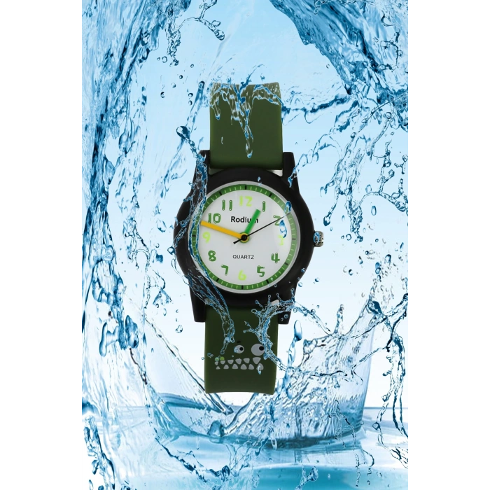 Rodium Çocuk Kol Saati Su Geçirmez Analaog Yeşil-Siyah (2210) (Yeşil Siyah)