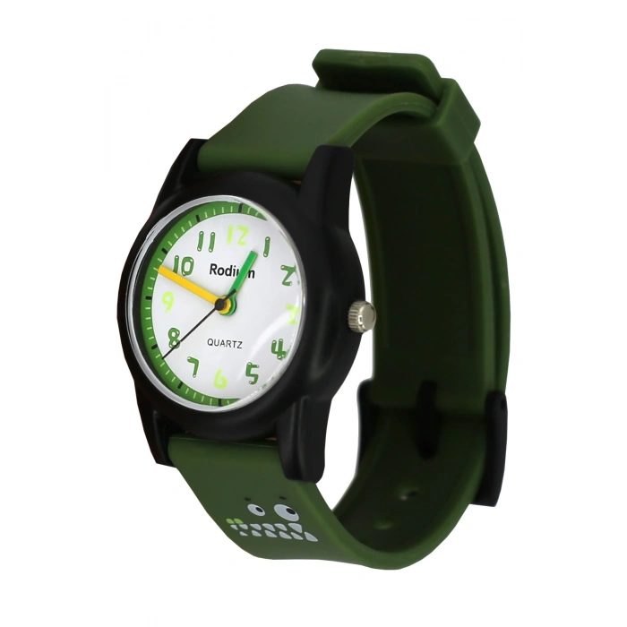 Rodium Çocuk Kol Saati Su Geçirmez Analaog Yeşil-Siyah (2210) (Yeşil Siyah)
