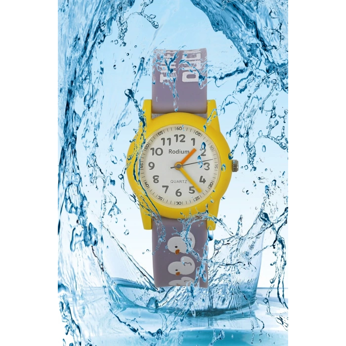 Rodium Çocuk Kol Saati Su Geçirmez Analaog Gri-Sarı (2208)