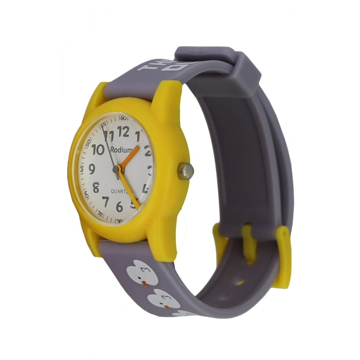 Rodium Çocuk Kol Saati Su Geçirmez Analaog Gri-Sarı (2208)
