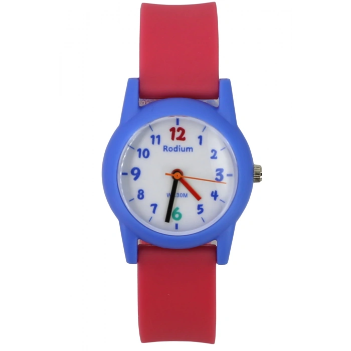 Rodium Çocuk Kol Saati Su Geçirmez Analaog Narçiçeği-Mavi (2213)
