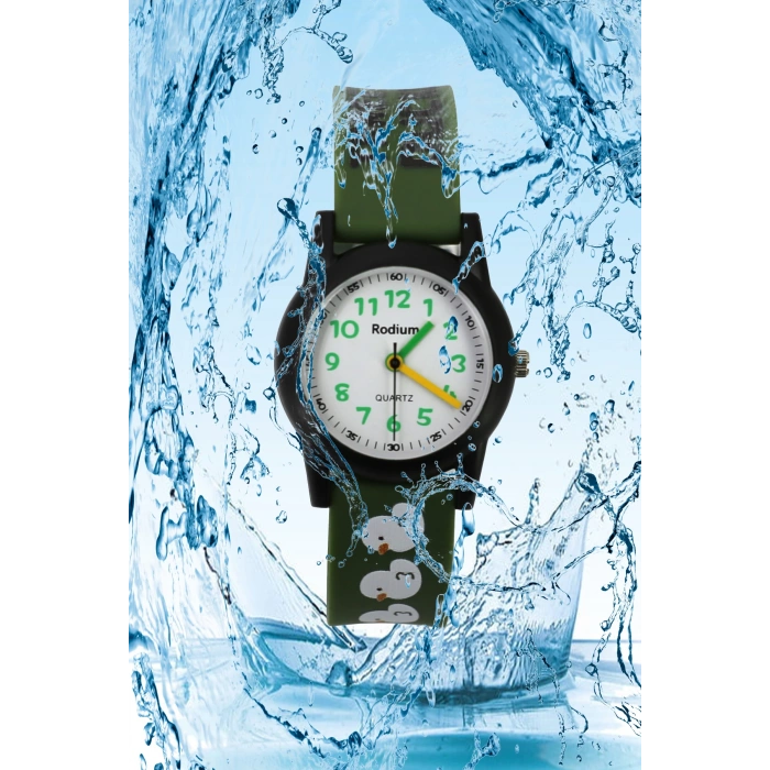 Rodium Çocuk Kol Saati Su Geçirmez Analaog Siyah-Yeşil (2208) (Yeşil Siyah)