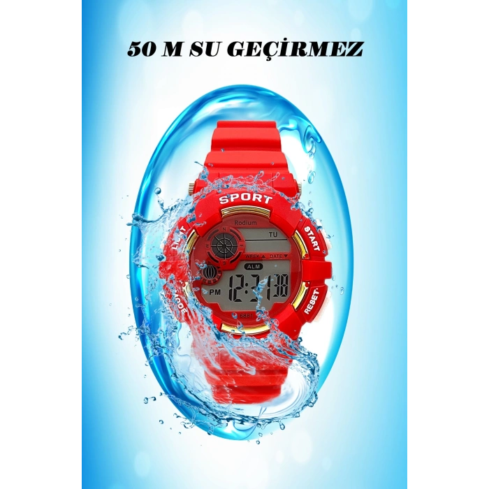 Rodium Çocuk Kol Saati Su Geçirmez 15203 Kırmızı