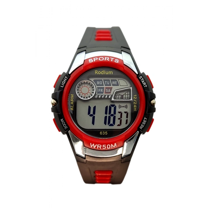 Rodium Çocuk Kol Saati Su Geçirmez 15220 Siyah-Kırmızı