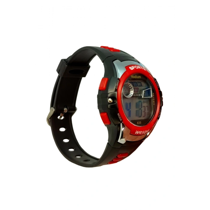 Rodium Çocuk Kol Saati Su Geçirmez 15220 Siyah-Kırmızı