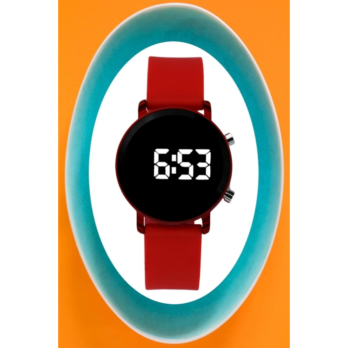 Rodium Çocuk Kol Saati Silikon Kordonlu Led Çocuk Saati 8 Yaş Ve Üzeri Kırmızı (010)