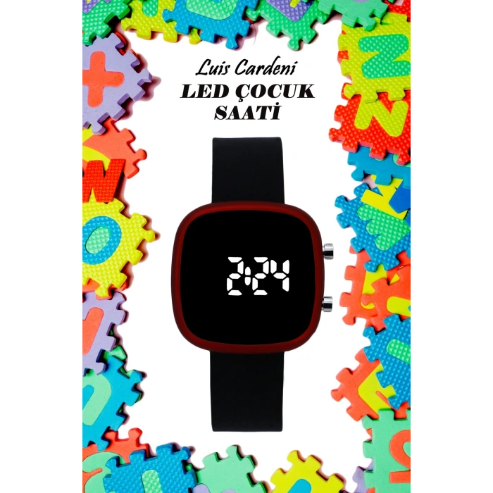 Rodium Çocuk Kol Saati Led Kol Saati Silikon Kordonlu Siyah-Kırmızı (10 Yaş Ve Üzeri)