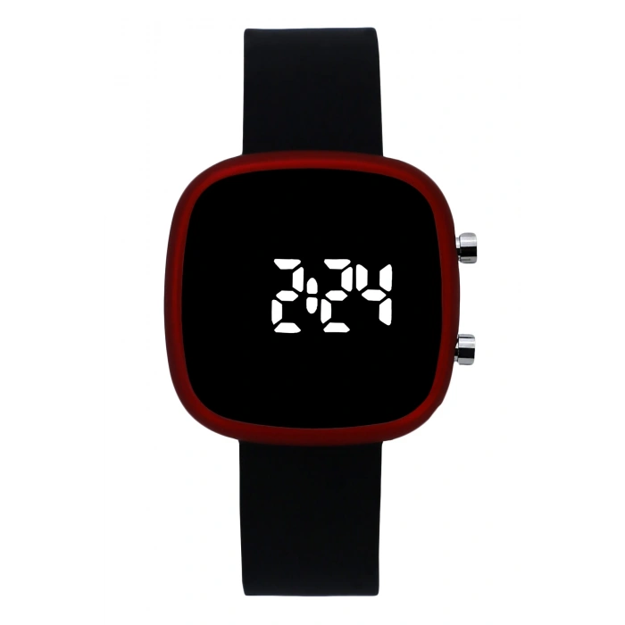 Rodium Çocuk Kol Saati Led Kol Saati Silikon Kordonlu Siyah-Kırmızı (10 Yaş Ve Üzeri)