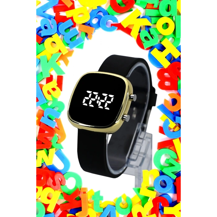 Rodium Çocuk Kol Saati Led Kol Saati Silikon Kordonlu Gold (10 Yaş Ve Üzeri)