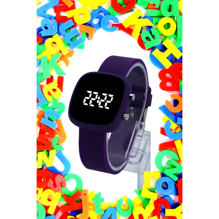 Rodium Çocuk Kol Saati Led Kol Saati Silikon Kordonlu Mor (10 Yaş Ve Üzeri)