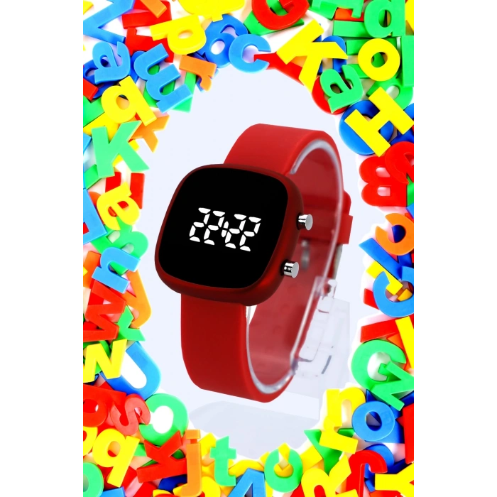 Rodium Çocuk Kol Saati Led Kol Saati Silikon Kordonlu Kırmızı (10 Yaş Ve Üzeri)