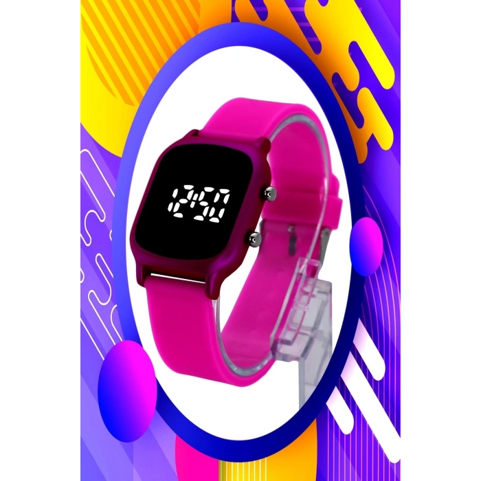 Rodium Çocuk Kol Saati Silikon Kordonlu Led Kol Saati Fuşya (9 Yaş Ve Üzeri) (1859)