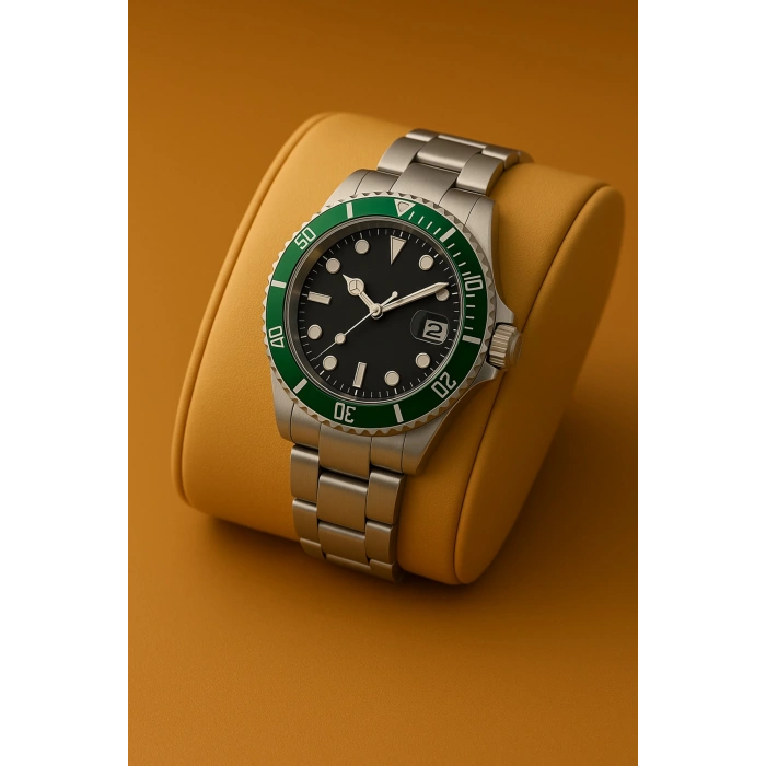 Rodium Erkek Kol Saati Metal Takvimli Paslanmaz Kararmaz Siyah Kadran