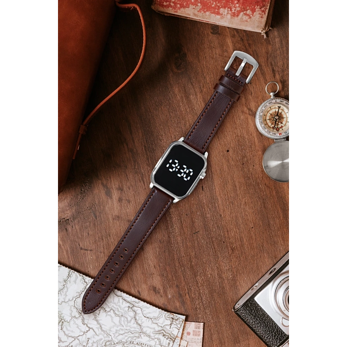 Rodium Led Saat Kayış Kordon Kasa Gümüş (Unisex)