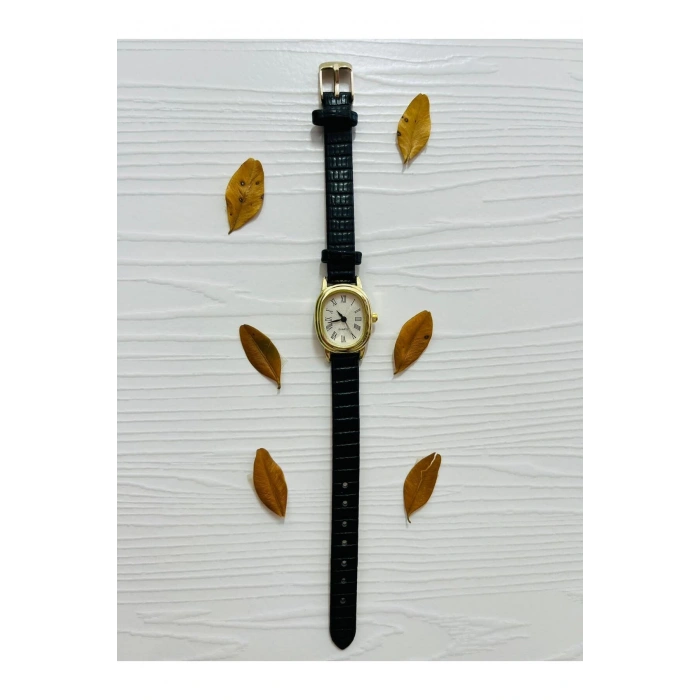 Rodium Kadın Deri Kol Saati Minimal Siyah