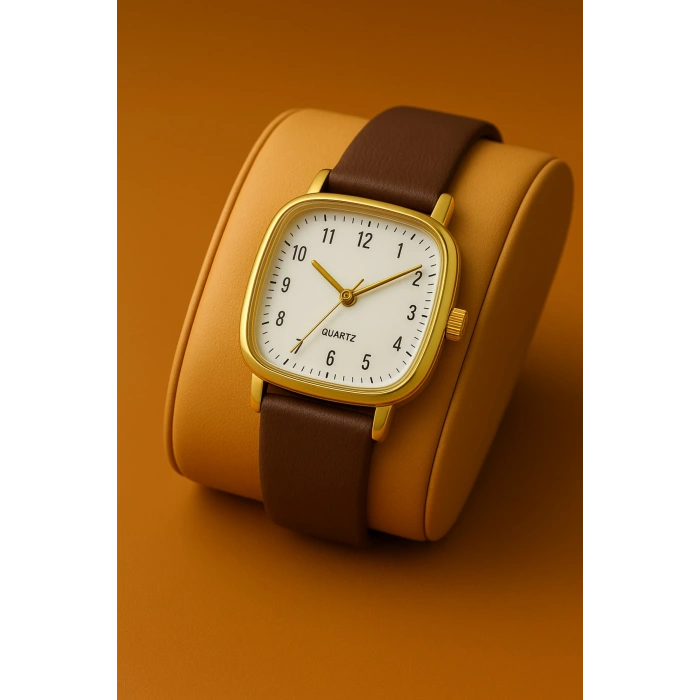 Rodium Kadın Deri Kol Saati Kahverengi