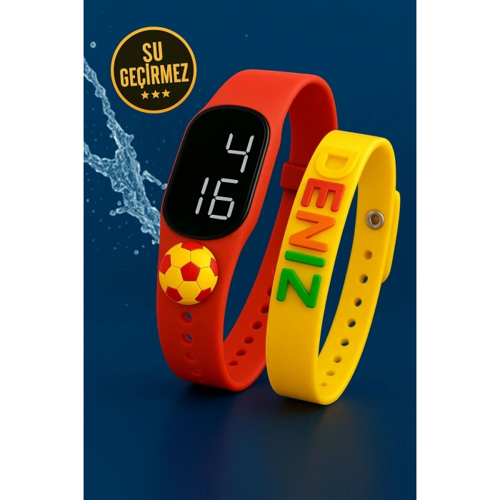 Rodium Dokunmatik Led Çocuk Kol Saati & Bileklik İkili Set Sarı Kırmızı Taraftar (AKILLI SAAT DEĞİLDİR)