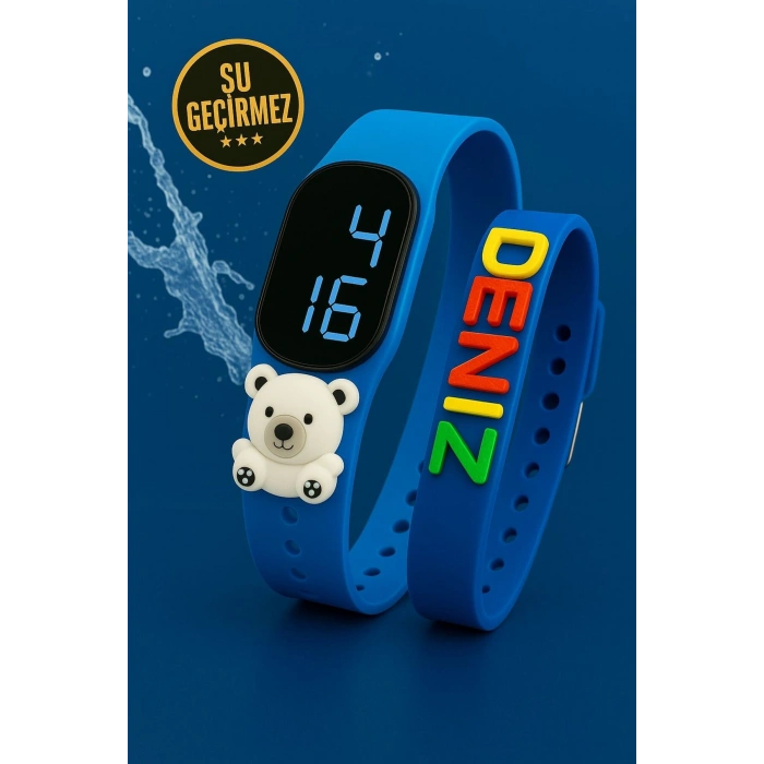 Rodium Dokunmatik Led Çocuk Kol Saati & Bileklik İkili Set Mavi Ayıcık (AKILLI SAAT DEĞİLDİR)