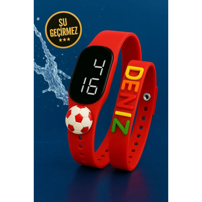 Rodium Dokunmatik Led Çocuk Kol Saati & Bileklik İkili Set Kırmızı Beyaz Taraftar (AKILLI SAAT DEĞİLDİR)