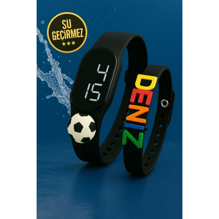 Rodium Dokunmatik Led Çocuk Kol Saati & Bileklik İkili Set Siyah Beyaz Taraftar (AKILLI SAAT DEĞİLDİR)