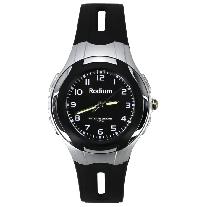 Rodium Çocuk Kol Saati Su Geçirmez Rodium Analog (8545) (SİYAH-GÜMÜŞ)