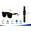 ÇOCUK KOL SAATİ LED SAAT VE GÖZLÜK SETİ SİYAH DOZER EMOJİLİ
