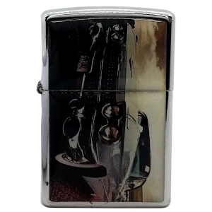 Rodium Benzinli Çakmak Araba Baskılı Siyah