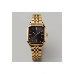 Rodium Erkek Kol Saati Metal Takvimli Paslanmaz Kararmaz Siyah Beyaz Kasa-Siyah Kadran