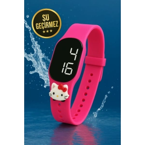Rodium Çocuk Kol Saati Dokunmatik Led Su Geçirmez Fuşya Kedi Çok Renkli (Akıllı Saat Değildir)