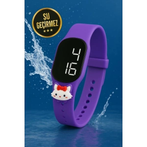Rodium Çocuk Kol Saati Dokunmatik Led Su Geçirmez Kedi Mor (Akıllı Saat Değildir)