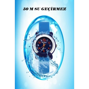 Rodium Çocuk Kol Saati Su Geçirmez Analaog Siyah (8846) (Lacivert Kasa Mavi Kordon)