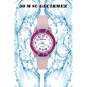 Rodium Çocuk Kol Saati Su Geçirmez Analaog Pembe-Fuşya (8817)