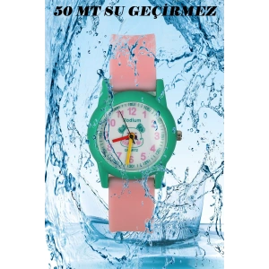 Rodium Çocuk Kol Saati Su Geçirmez Analaog Pembe-Yeşil (2211)