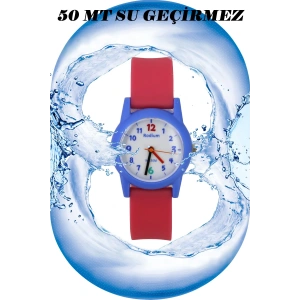 Rodium Çocuk Kol Saati Su Geçirmez Analaog Narçiçeği-Mavi (2213)