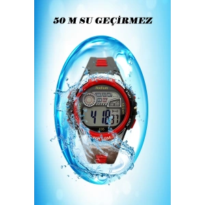 Rodium Çocuk Kol Saati Su Geçirmez 15220 Siyah-Kırmızı