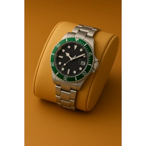 Rodium Erkek Kol Saati Metal Takvimli Paslanmaz Kararmaz Siyah Kadran