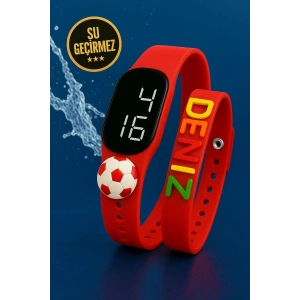 Rodium Dokunmatik Led Çocuk Kol Saati & Bileklik İkili Set Kırmızı Beyaz Taraftar (AKILLI SAAT DEĞİLDİR)