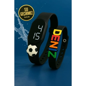 Rodium Dokunmatik Led Çocuk Kol Saati & Bileklik İkili Set Siyah Beyaz Taraftar (AKILLI SAAT DEĞİLDİR)