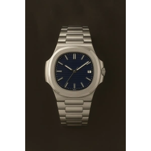 Rodium Erkek Çelik Kasa Kol Saati Gümüş Renk Siyah Kadran