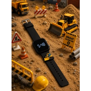 ÇOCUK KOL SAATİ SİLİKON KORDONLU DOZER EMOJİLİ LED ÇOCUK SAATİ