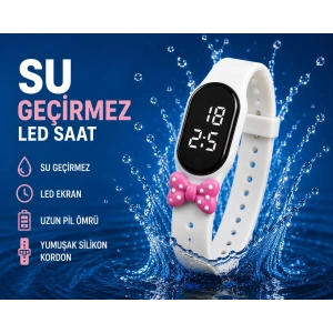 Çocuk Kol Saati Dokunmatik Led Su Geçirmez Beyaz Fiyonk (AKILLI SAAT DEĞİLDİR)