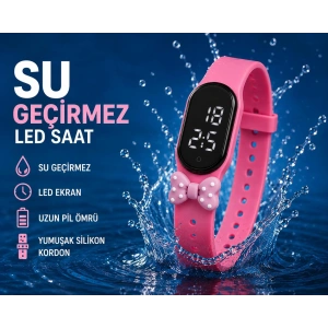 Çocuk Kol Saati Dokunmatik Led Su Geçirmez Fuşya Fiyonk (AKILLI SAAT DEĞİLDİR)
